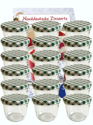 HOCZ 10er Set Sturzglas 230 ml Marmeladenglas Einmachglas Grün kariert Einweckgläser