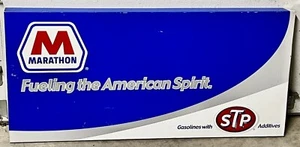 VINTAGE MARATHON STP GASOLINE SIGN GAS METAL SERVICE STATION 20x42 PUMP PLATE - Picture 1 of 6