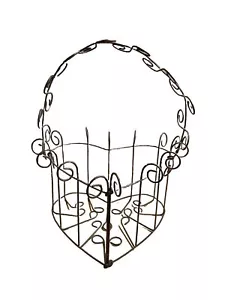 Vintage Heart Shape Wire Basket With Wire Handle Decor Rustic Farmhouse - Picture 1 of 13