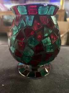 Home Interior- Holiday Diamonds Mosaic Candleholder/Vase - Picture 1 of 6