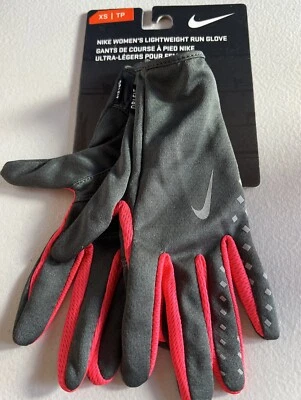 Guantes ligeros para correr Nike para mujer negros/rojos de acción/plateados XS Foto 1 de 4