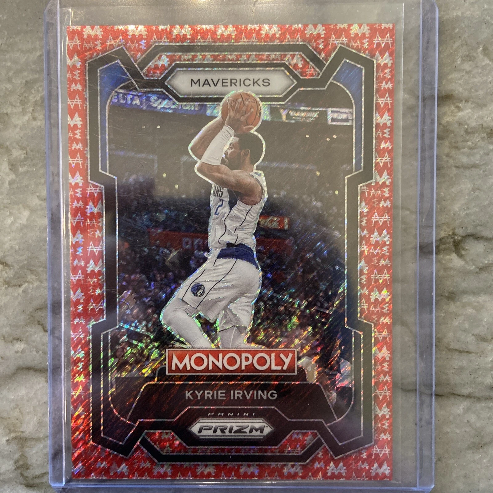 2023-24 PRIZM MONOPOLY KYRIE IRVING #23 RED MILLIONAIRE SHIMMER /100