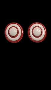 Vintage Red And White Lucite Round Earrings - Picture 1 of 3