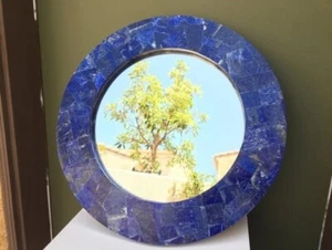 Blue Lapis Lazuli Gemstone Wall Hanging Mirror Handmade Living Room Decor - Picture 1 of 4