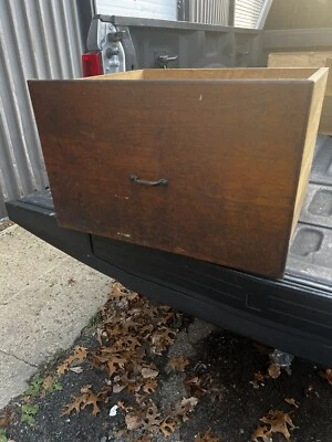 Large heavy wooden apothecary cabinet draw hard wood face 23 x 14.5 x 19” - Image 1 of 4