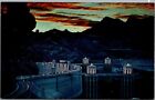 Vintage Hoover Dam At Night Nevada Postcard G29