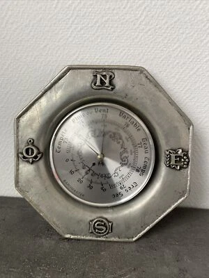 Ancien Baromètre Thermomètre BAROMASTER Support En Étain 3 Poinçons Paris - Photo 1/4