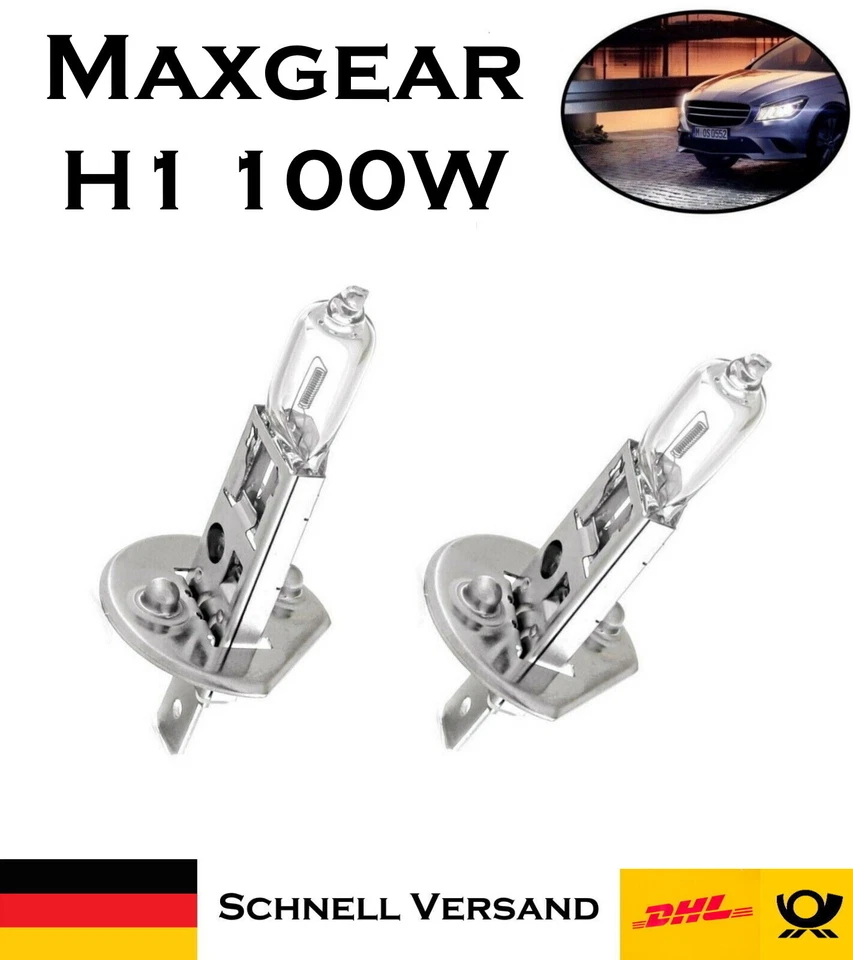 2x Maxgear H1 100W 12V 78-0006 Fernlicht Abblendlicht Halogen Ersatz Birne - Bild 1 von 4