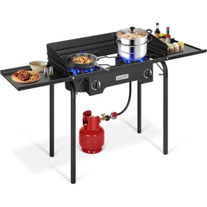 2 Burner Outdoor Propane Stove Heavy Duty Gas Stove 150,000 BTU Camping Stove - Picture 1 of 7
