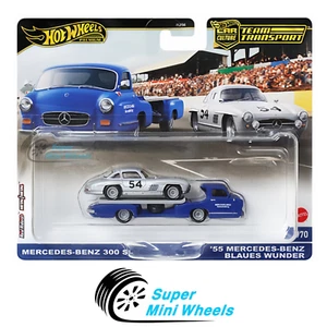 Hot Wheels Team Transport '55 Mercedes-Benz Blaues Wunder & Mercedes-Benz 300 SL - Picture 1 of 2
