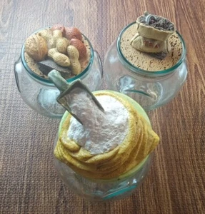 Vintage Glass  Jars Tea, Flour, Nuts Made In Italy Set Of 3 - Picture 1 of 20
