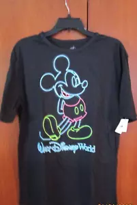 New Disney Parks WDW Mickey Neon Tee Small Cotton Chest 41 Length 29 in - Picture 1 of 5