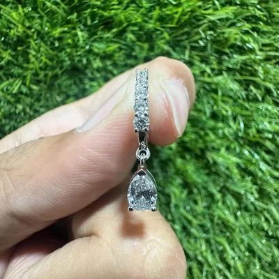 4.30 Ct Pear-Cut G/VS1 Lab Grown Diamond Drop/Dangle Earring 14k White Gold - Image 1 of 4