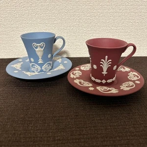 Wedgwood Jasperware Crimson Cup & Saucer Jasper ware pale blue, red - Picture 1 of 10
