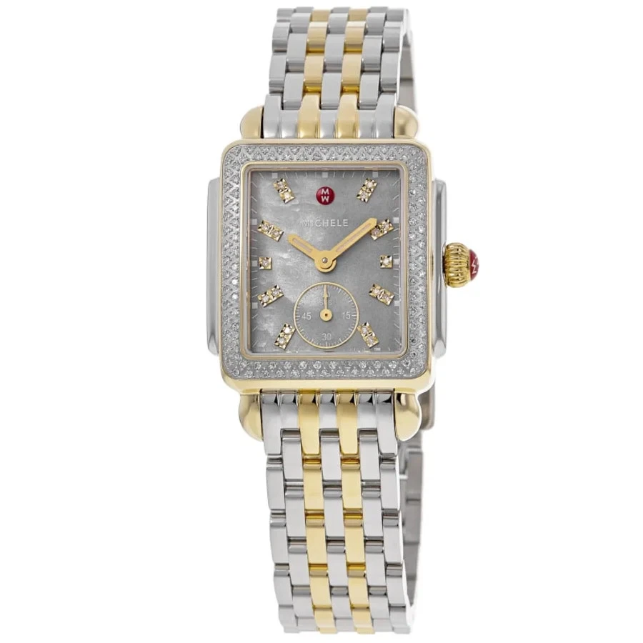 Michele Deco Mid Diamond 2-Tone SS/ YG Gray MOP Diamond Dial Watch MWW06V000132