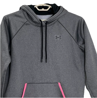 Sudadera con Capucha Under Armour Storm1 Para Mujer L Gris Rosa Borde ColdGear Calce Suelto Pullover Foto 1 de 4