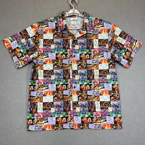 Disney Parks Camicia Hawaiana Uomo Grande Colorata Patchwork Personaggi Topolino Pippo - Foto 1 di 9