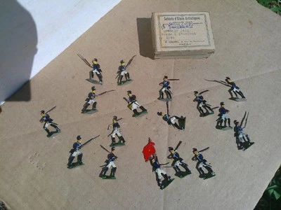 Infantería prusiana napoleónica en caja, pintada plana, lata de plomo 54 mm, FF Foto 1 de 3