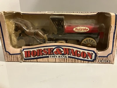 Banco fundido a presión True Value Hardware Horse & Wagon 1990 vintage #9/caja original Foto 1 de 4
