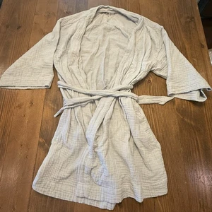 Soma Morgenmantel Damen XXL grau Strick weich Wickeloptik leichte Baumwolle - Bild 1 von 7