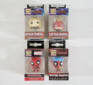 Funko Pop! Pocket Pop! Portachiavi 2 Captain Marvel e 2 Deadpool - Foto 1 di 4