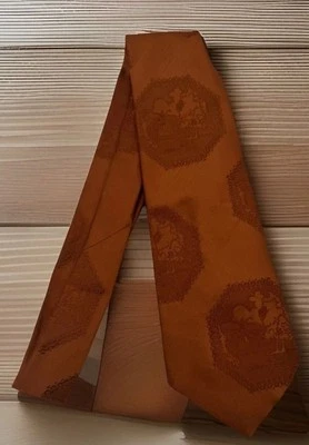 Corbata de Colección Para Hombre Lilly Dache Años 70 Rara Naranja Quemada Óxido Seda Corbata Fox Hunt B Foto 1 de 4