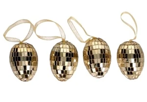 Adornos de huevo de Pascua púrpura discoteca espejada, 4 ct NUEVO - Imagen 1 de 1