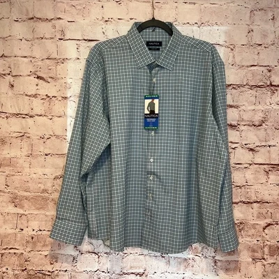 Nautica Men's Green Plaid Button Up Performance Dress Shirt XL (17-17.5) 32/33 - Image 1 of 4