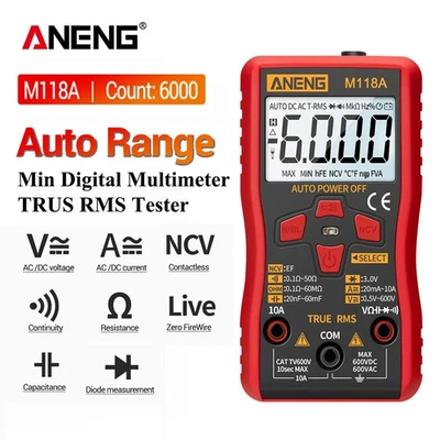 Digital Multimeter Mini Taschenlampe TRMS NCV Auto Messgerät 6000 Counts - Bild 1 von 4