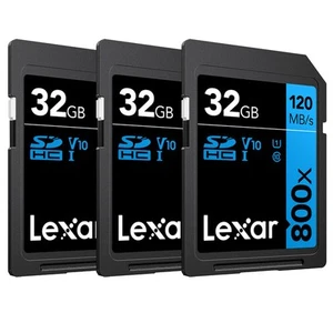 Lexar 32GB High-Performance 800x UHS-I SDHC Memory Card BLUE Series - (3-Pack) - Picture 1 of 7