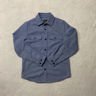 Camisa de vestir H&M azul con cuello abotonado azul grueso talla S para hombre Foto 1 de 4