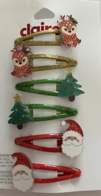 Christmas Barretts 11 Packs Of 6 On Each Reindeer Tree Santa Claire’s New - Изображение 1 из 4