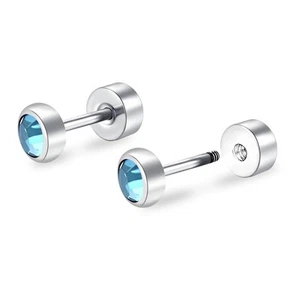 Titanium Women Flatback Earrings for Women Crystal Stud Earrings Flat Back Earri - Picture 1 of 7