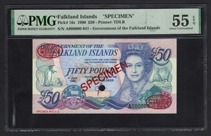 Falkland Islands 50 Pounds 1990 P16s "Specimen"About Uncirculated - Picture 1 of 2