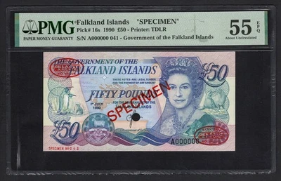Falkland Islands 50 Pounds 1990 P16s "Specimen"About Uncirculated - Image 1 of 2