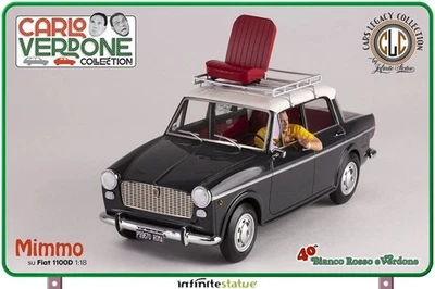 CLC 1:18 Fiat Movie Edition Car Model Fiat 1100D 1981 with Doll Mimmo Grey White - Image 1 of 4
