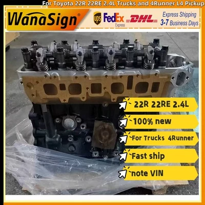 Long Block Engine Assembly For Toyota 22R 22RE 2.4L Trucks & 4Runner L4 Pickup - Image 1 of 4