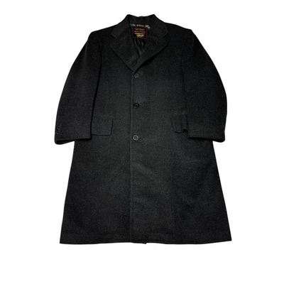 Vintage 70s Dhalishan 100% Cashmere Overcoat Dark Charcoal Gray Men 's Medium - Image 1 of 4