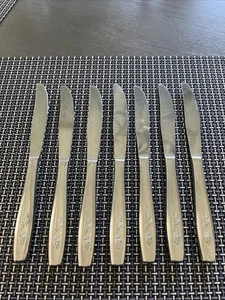 Lote de 7 cuchillos de cena lisos de acero inoxidable Oneida Betty Crocker My Rose 8,5" - Imagen 1 de 3