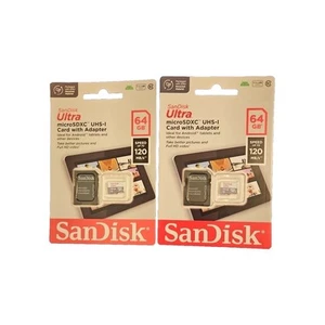 2 x SANDISK Ultra 64 GB Micro-SDXC, 120 MB/Speicherkarte NEU OVP - Bild 1 von 2