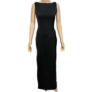 House Of CB Filomena Satin Maxikleid Medium schwarz Seitenschlitz tailliert formell - Bild 1 von 11