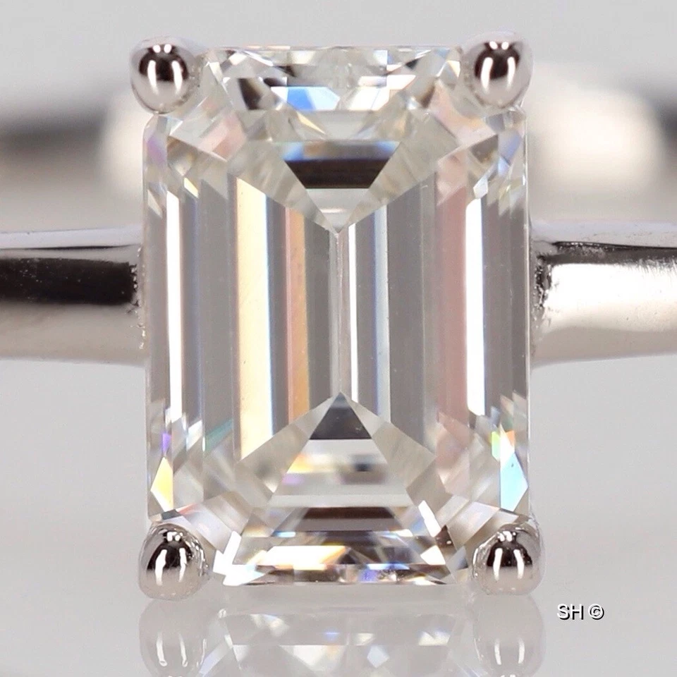 1 Karat Solitär Ring im Emerald Cut, Moissanit, Neu m Zertifikat, 925 S. Größe 7 - Bild 1 von 4