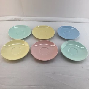 Set Of 6 Vtg LU-RAY Pastels TS&T 6" Saucer Plates MCM - Picture 1 of 8