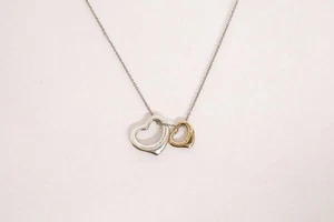 Tiffany & Co. Elsa Peretti Double Open Heart Pendant Silver 925 Necklace #R71410 - Picture 1 of 3