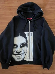 Supreme Black Aphex Twin Zip-Up Hoodie Size L S/S 2025 Warp Records - Picture 1 of 5