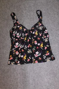 TANKINI OBERTEIL TOP GRÖSSE 42 C SCHWARZ MIT BLUMENMUSTER - Bild 1 von 2
