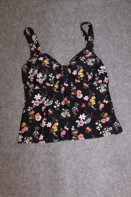 TANKINI OBERTEIL TOP GRÖSSE 42 C SCHWARZ MIT BLUMENMUSTER - Bild 1 von 2