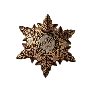 Hard Rock Cafe Las Vegas Hotel Snowflake Let It Snow Goldrand Pin - Bild 1 von 3