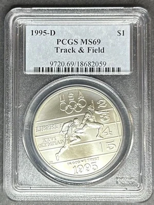 1995-D Track & Field Dollar PCGS MS-69, Buy 3 Items, Get $5 Off! - Image 1 of 2
