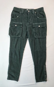 Free People London Calling Green Corduroy Motot Cargo Pants Womens 26 29x26 NEW - Picture 1 of 7